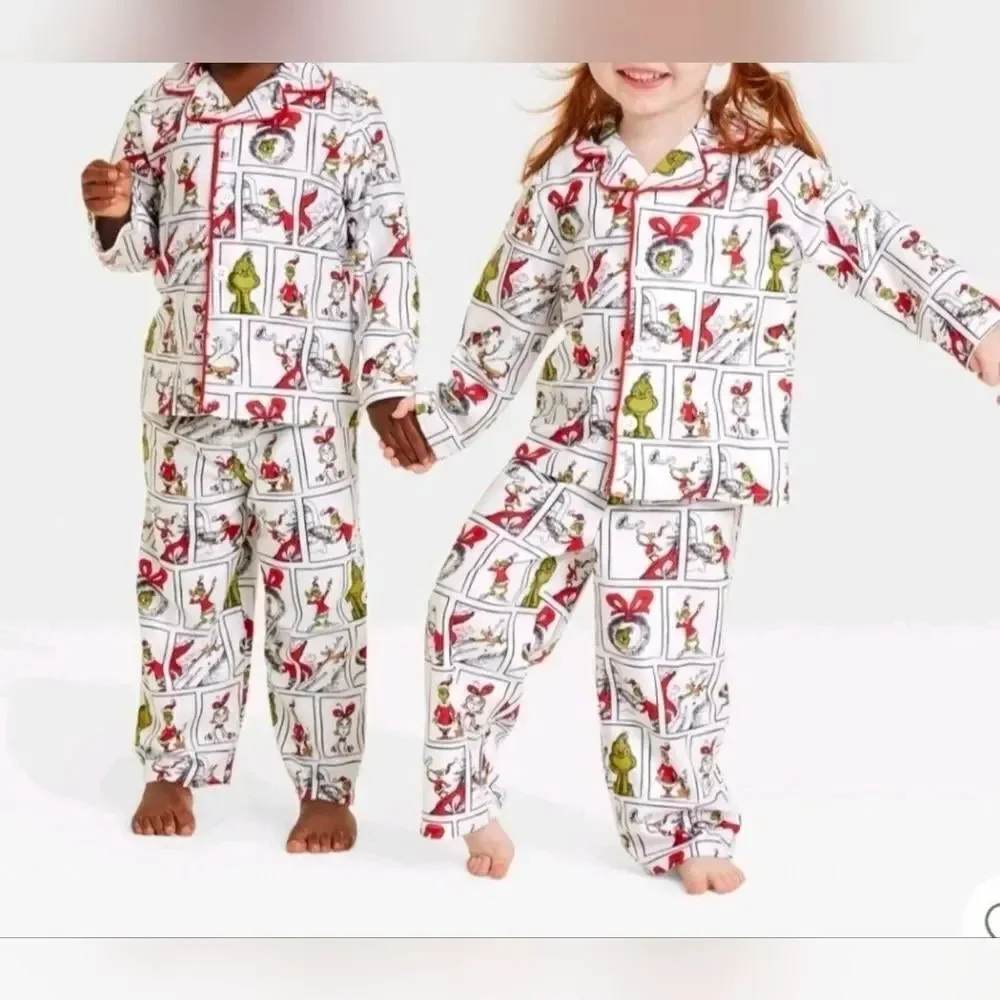 Dr. Seuss Grinch 2 Piece Pajamas Unisex Soft, Christmas Holiday NEW